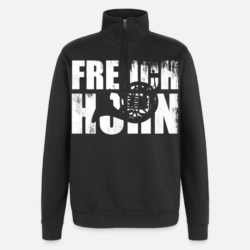 Retro Waldhorn - Quarter-Zip-Sweatshirt - Schwarz