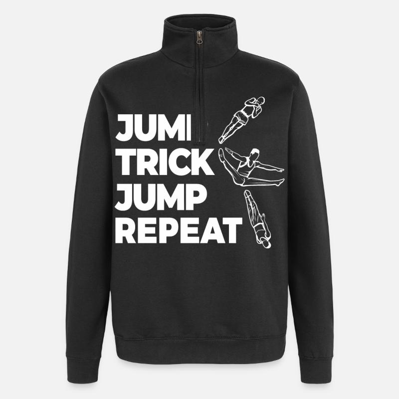 Jump Trick Jump Repeat - Quarter-Zip Sweatshirt - black
