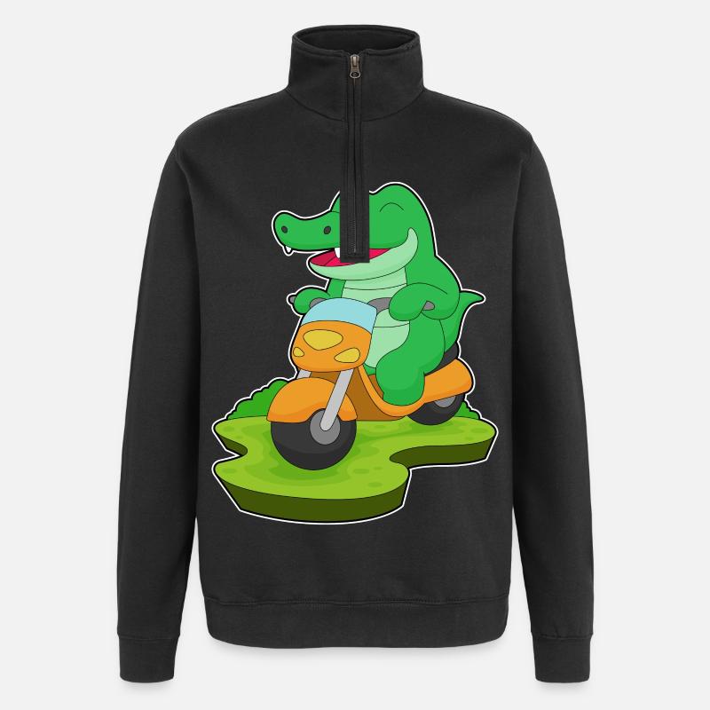 Krokodil Motorroller - Quarter-Zip-Sweatshirt - Schwarz