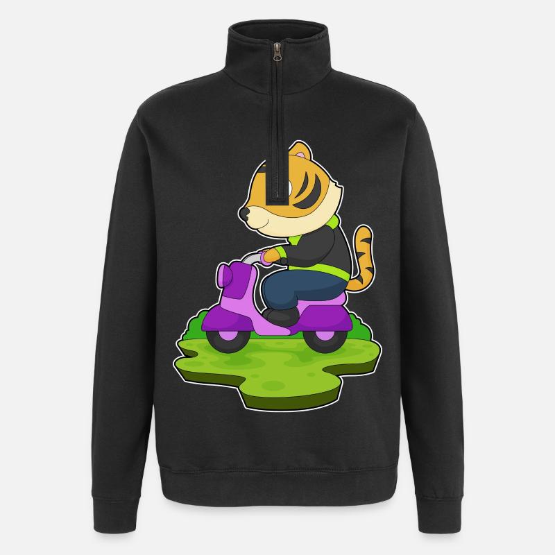 Moto Tiger - Sweat à zip 1/4 - noir