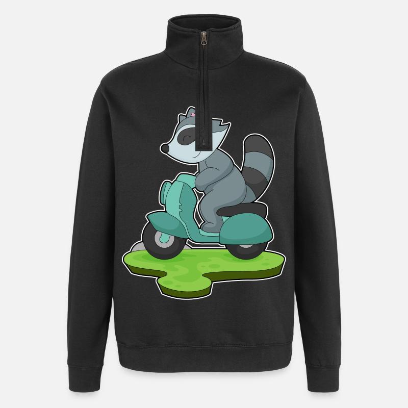 Waschbär Motorrad - Quarter-Zip-Sweatshirt - Schwarz