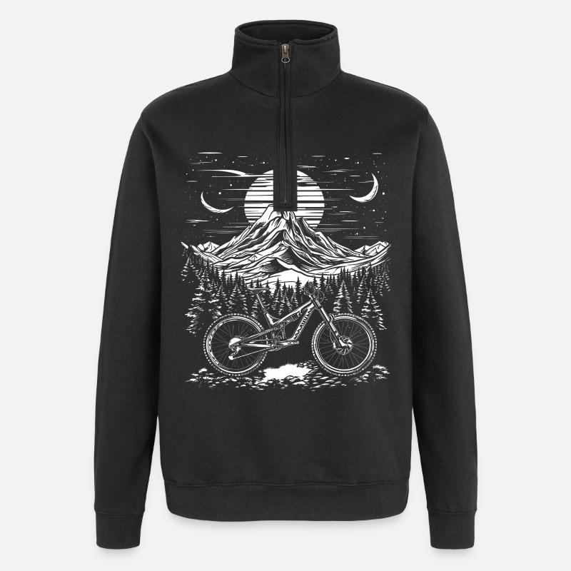 Mountain Biking Sketch - Quarter-Zip Sweatshirt - black