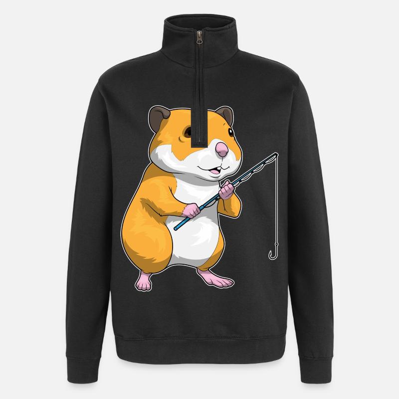 Hamster Pêcheur Ange Pêche - Sweat à zip 1/4 - noir