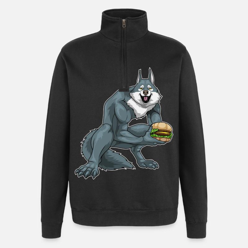 Werwolf Halloween Burger - Quarter-Zip-Sweatshirt - Schwarz