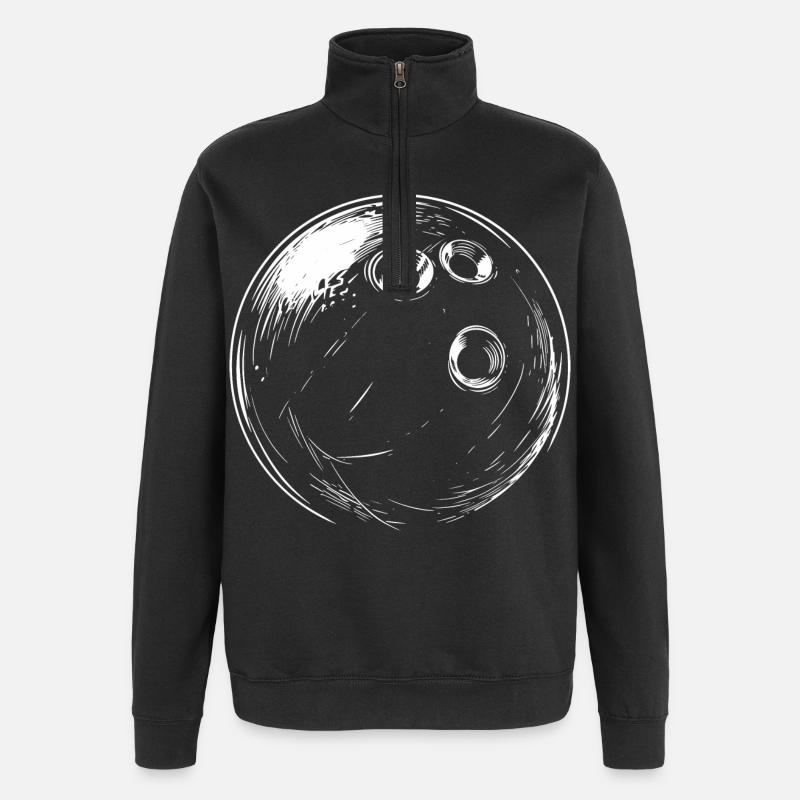 Bowling Ball Drawing - Quarter-Zip Sweatshirt - black
