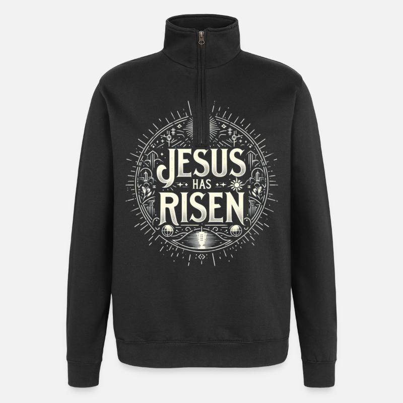 Jesus is Risen Circle - Quarter-Zip Sweatshirt - black
