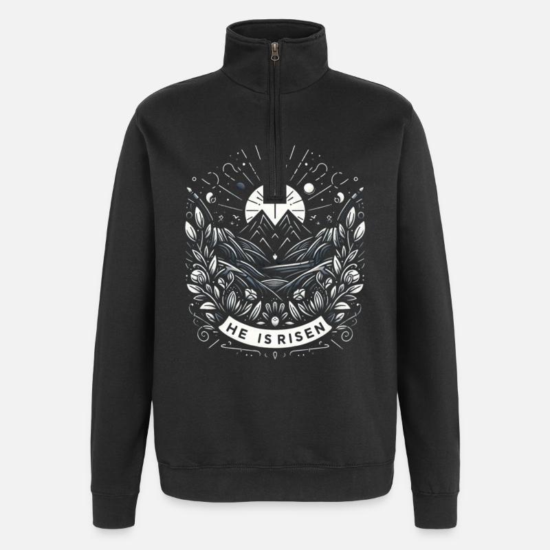 Easter Mountain Landscape Line Style - Quarter-Zip Sweatshirt - black