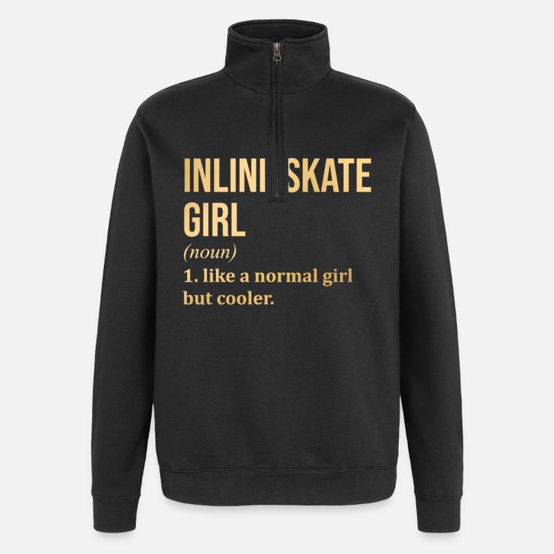 Inline-Skating - Quarter-Zip-Sweatshirt - Schwarz