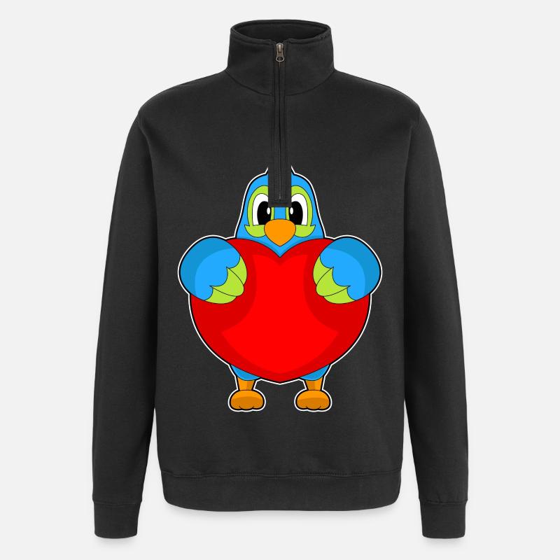 Papagei Herz - Quarter-Zip-Sweatshirt - Schwarz