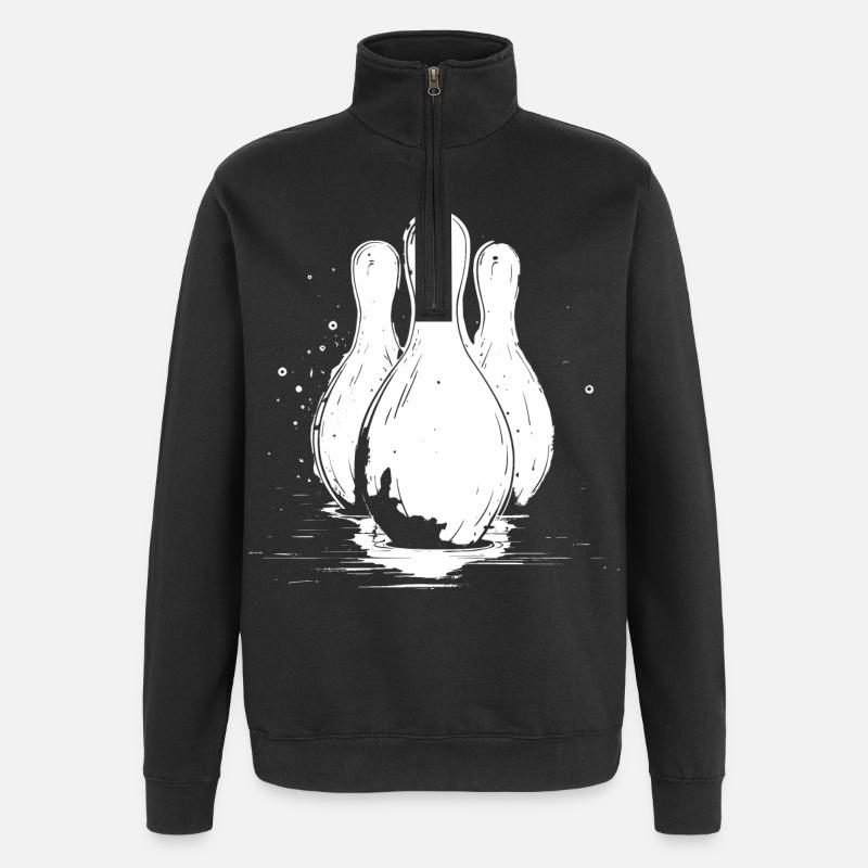 Graphismes de bowling - Sweat à zip 1/4 - noir