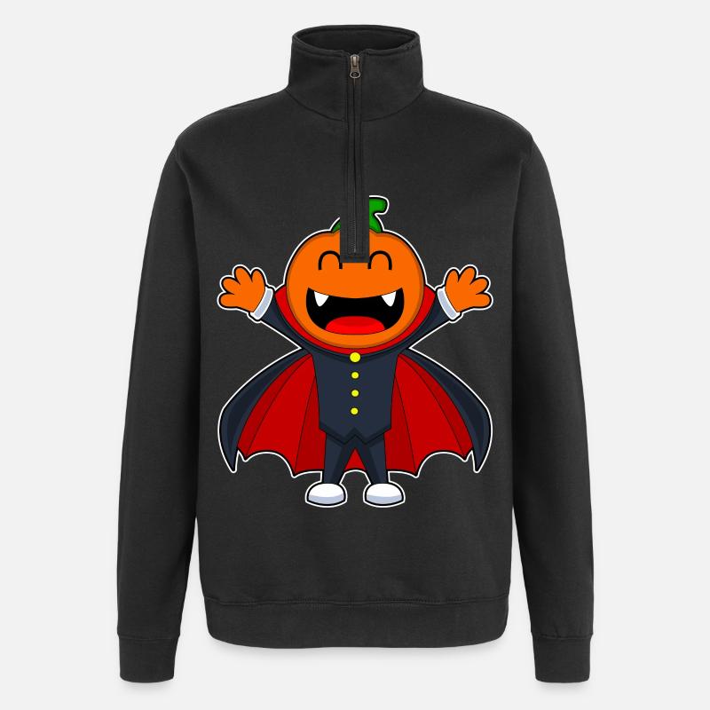 Citrouille d’Halloween vampire - Sweat à zip 1/4 - noir