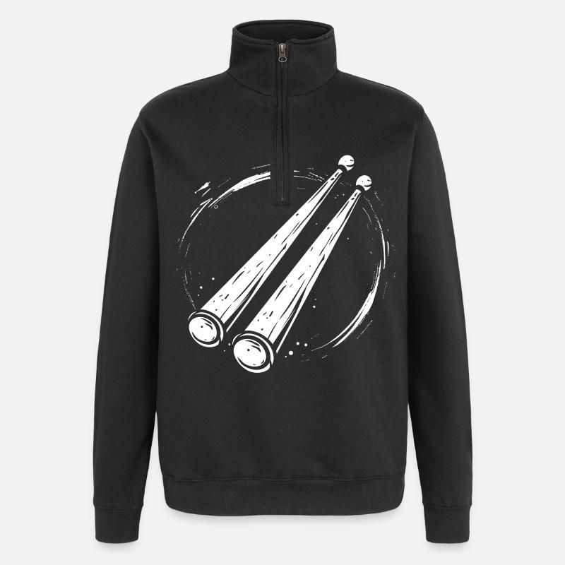 Croquis de baguettes - Sweat à zip 1/4 - noir