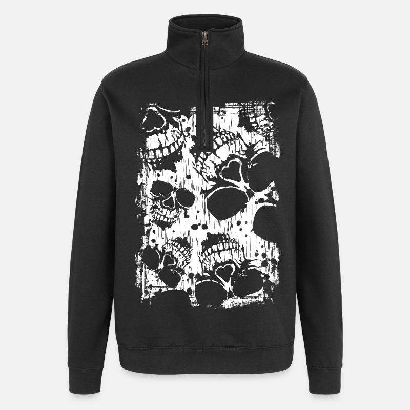 Crâne féroce - Sweat à zip 1/4 - noir