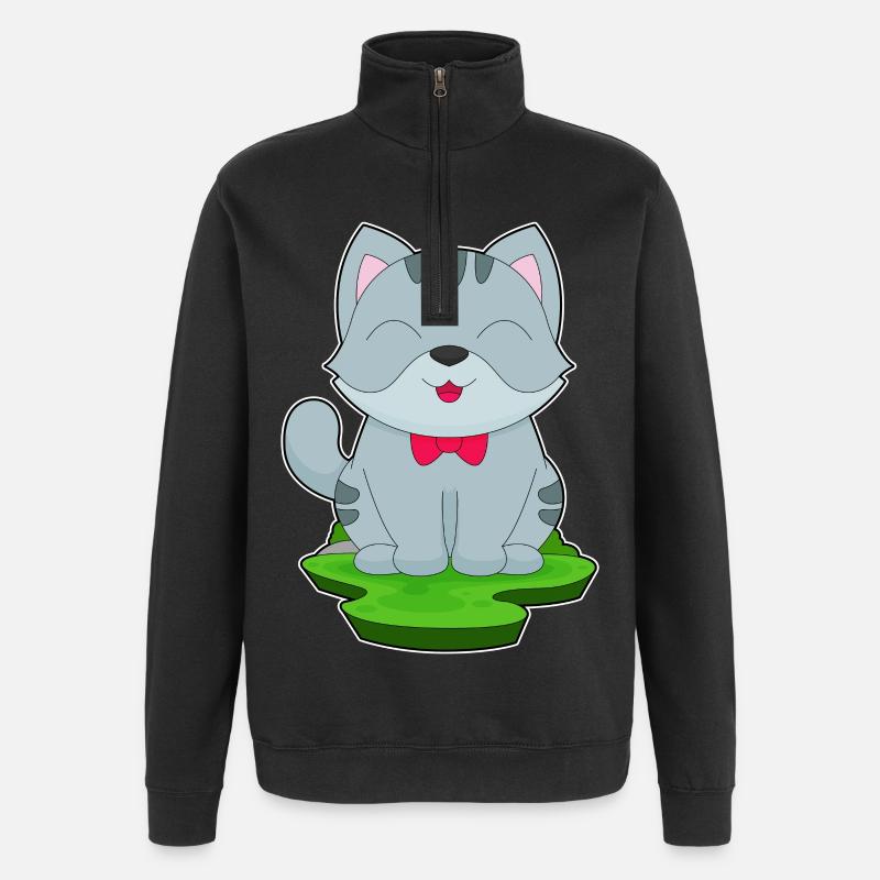 Cat Bow - Quarter-Zip Sweatshirt - black