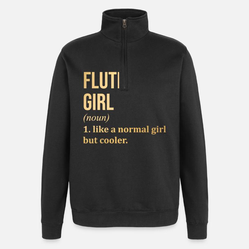 flûte - Sweat à zip 1/4 - noir