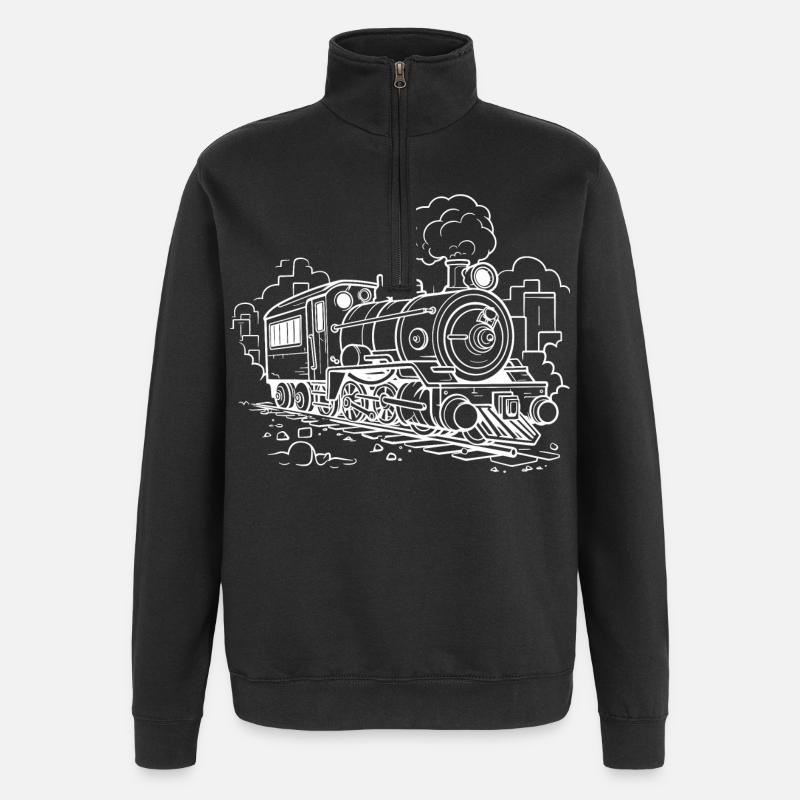 Dampflokomotive - Quarter-Zip-Sweatshirt - Schwarz