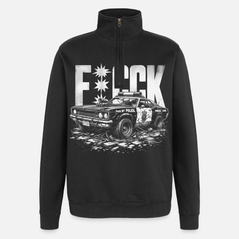 Polizeiauto - Quarter-Zip-Sweatshirt - Schwarz