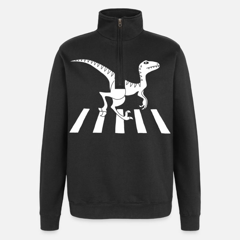 Pedestrian Dinosaur (White) - Quarter-Zip Sweatshirt - black