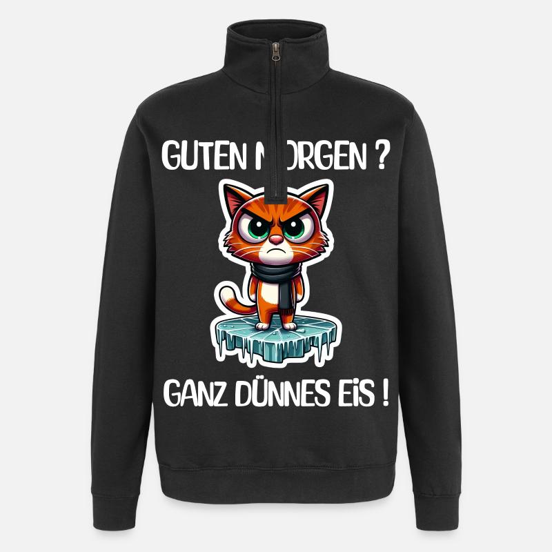 Grimmiger Eis-Katzen-Charakter - Quarter-Zip Sweatshirt - black