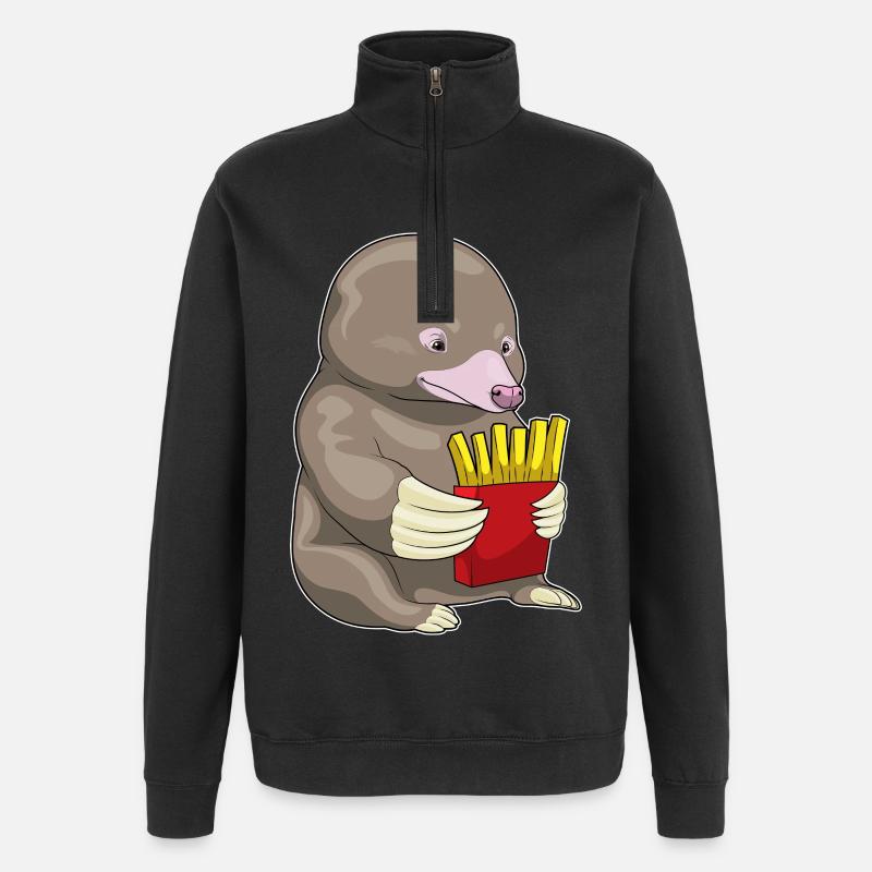 Maulwurf Pommes frites - Quarter-Zip-Sweatshirt - Schwarz
