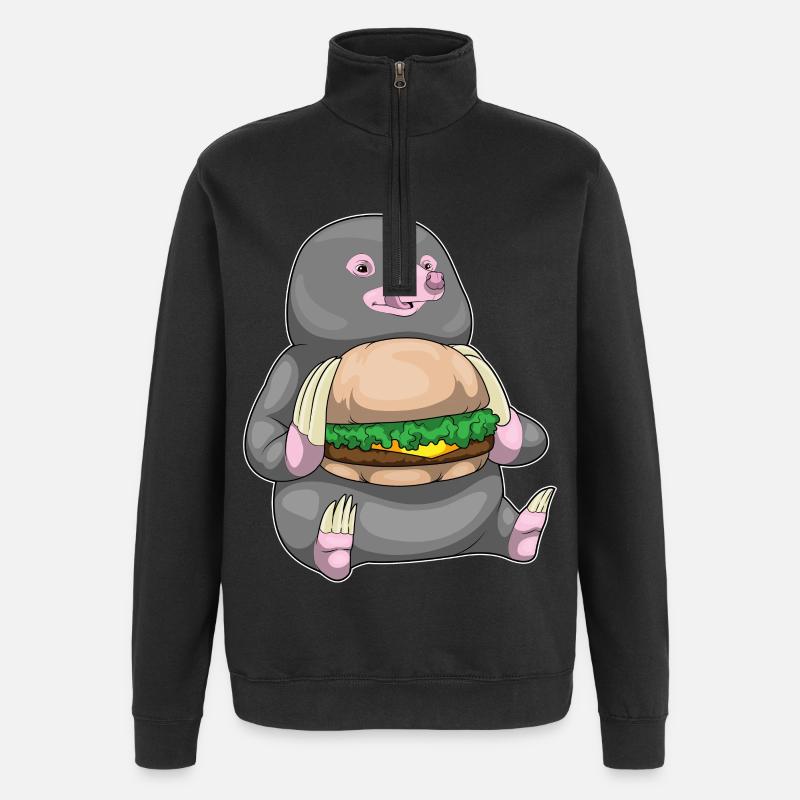Maulwurf Cheeseburger - Quarter-Zip-Sweatshirt - Schwarz
