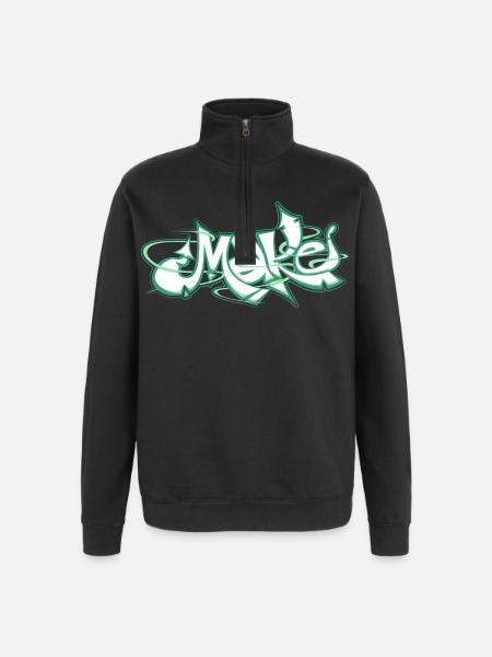 Green word make graffiti - Quarter-Zip Sweatshirt - black
