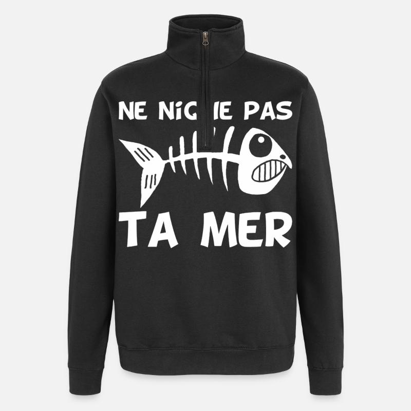 La mer se meurt - Sweat à zip 1/4 - noir