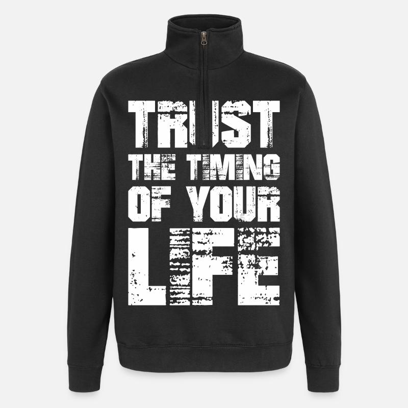 Vertraue auf das Timing deines Lebens - Quarter-Zip-Sweatshirt - Schwarz