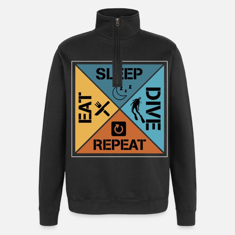 Eat sleep dive repeat - Quarter-Zip-Sweatshirt - Schwarz