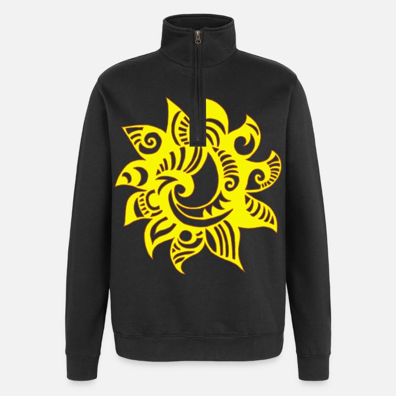 Soleil jaune étrange - Sweat à zip 1/4 - noir