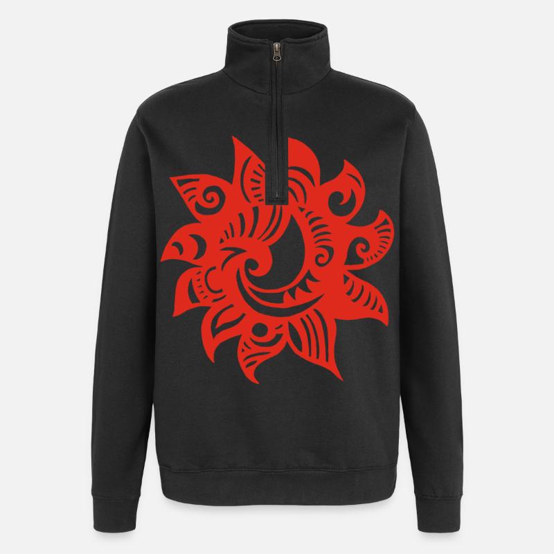 Seltsame rote Sonne - Quarter-Zip-Sweatshirt - Schwarz