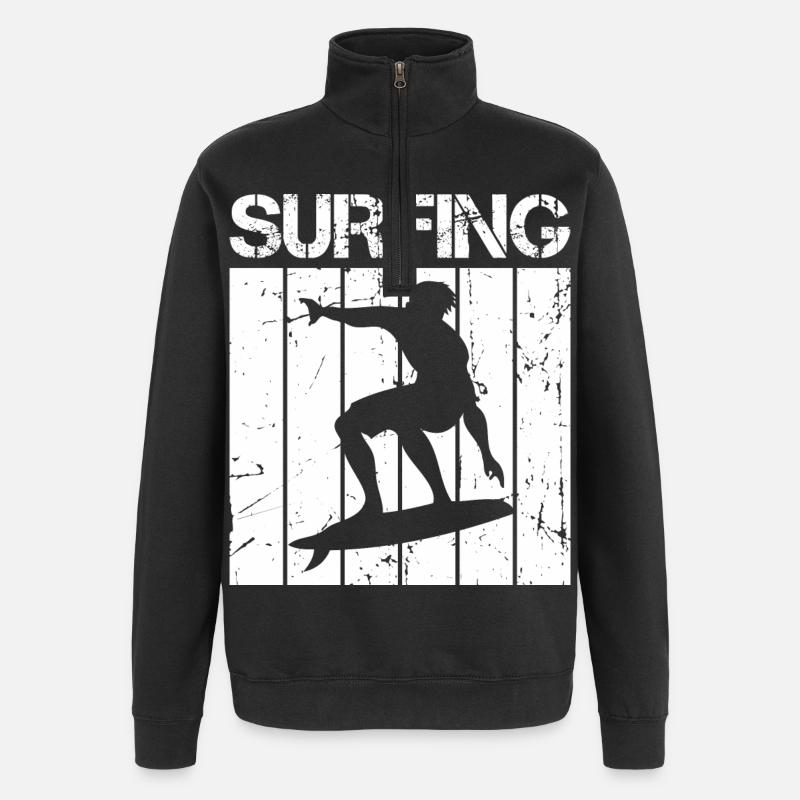 Retro Surfer - Quarter-Zip Sweatshirt - black