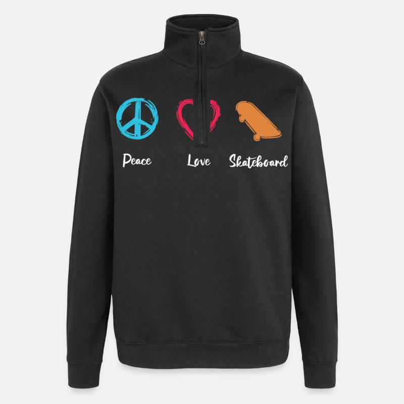 Planche à roulettes Peace Love - Sweat à zip 1/4 - noir