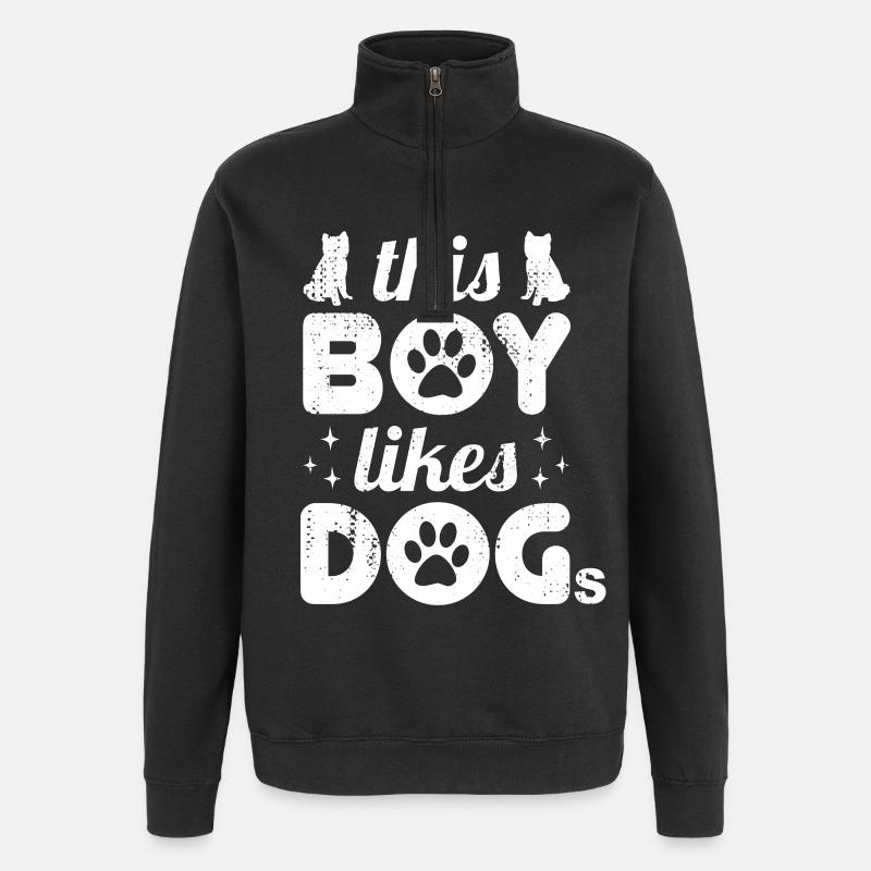 Ce garçon aime les chiens - Sweat à zip 1/4 - noir