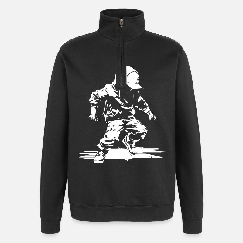 Breakdance Sketch - Quarter-Zip Sweatshirt - black