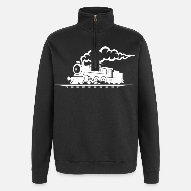 Dessin de chemin de fer - Sweat à zip 1/4 - noir