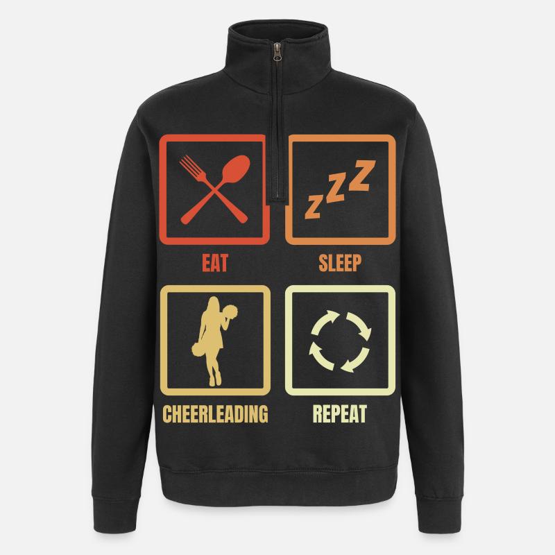 Eating, Sleeping, Cheerleading, Repeating - Quarter-Zip Sweatshirt - black