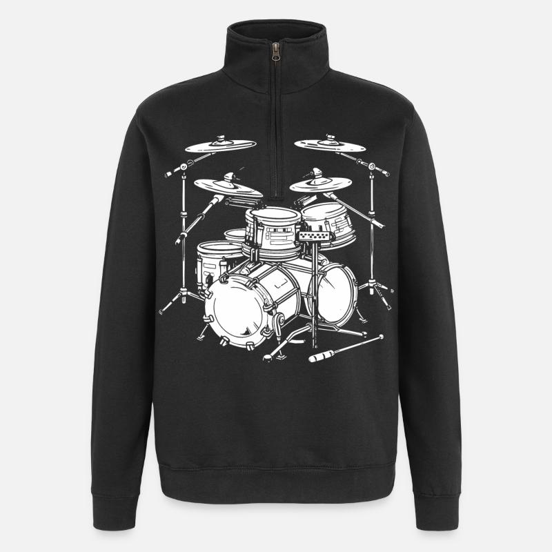Schlagzeug Grafik - Quarter-Zip-Sweatshirt - Schwarz