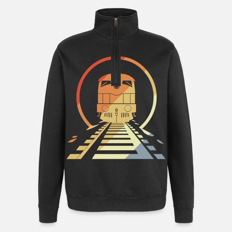Retro Eisenbahn - Quarter-Zip-Sweatshirt - Schwarz