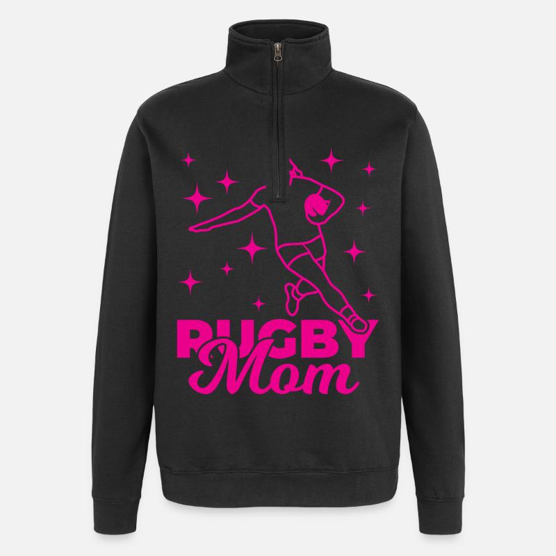 Drôle de maman de rugby - Sweat à zip 1/4 - noir