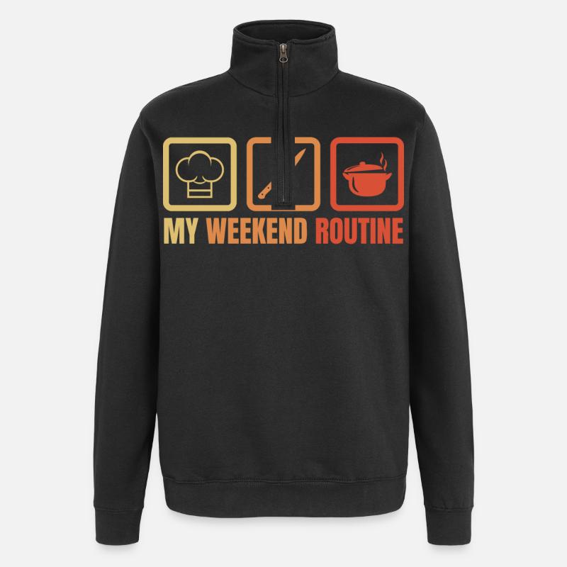 Wochenend Kochen - Quarter-Zip-Sweatshirt - Schwarz