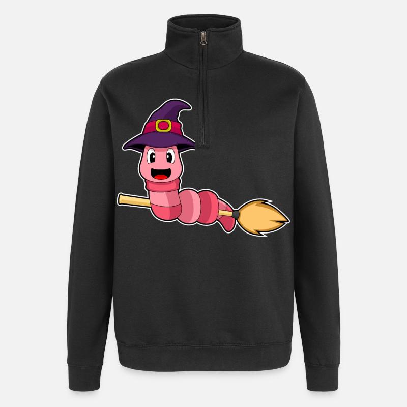 Worm Witch Broom - Quarter-Zip Sweatshirt - black