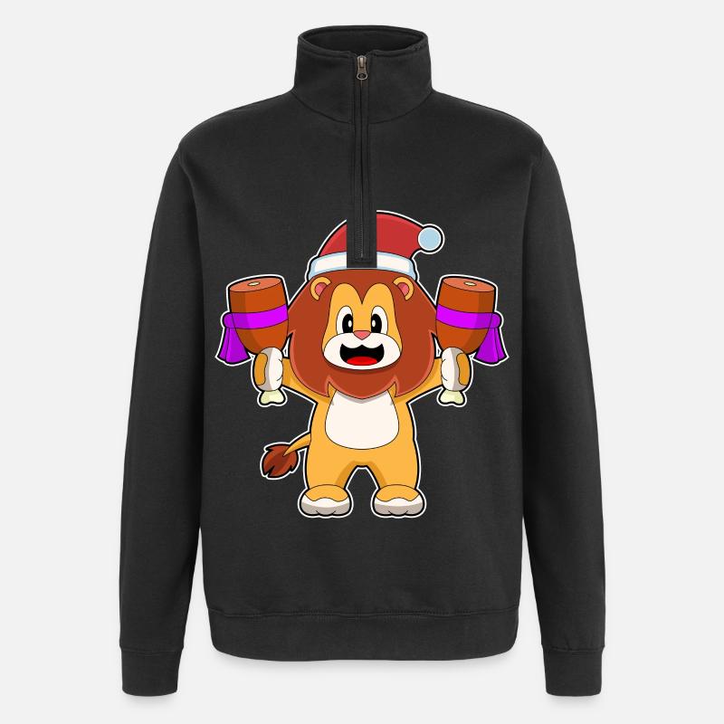 Löwe Weihnachten Fleisch - Quarter-Zip-Sweatshirt - Schwarz