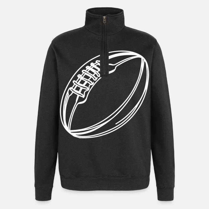Dessin de ballon de rugby - Sweat à zip 1/4 - noir