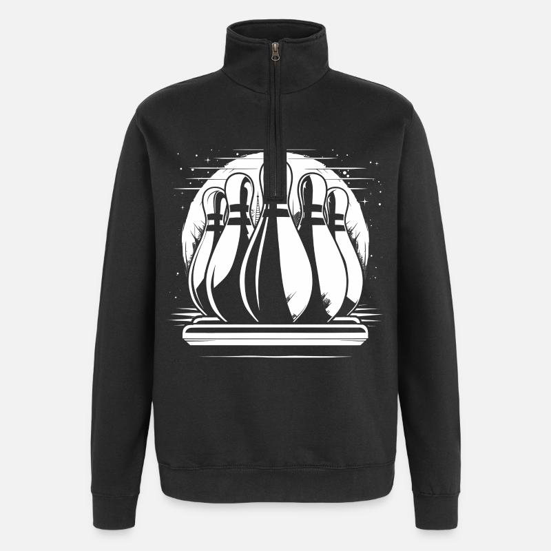 Bowling Pins Drawing - Quarter-Zip Sweatshirt - black