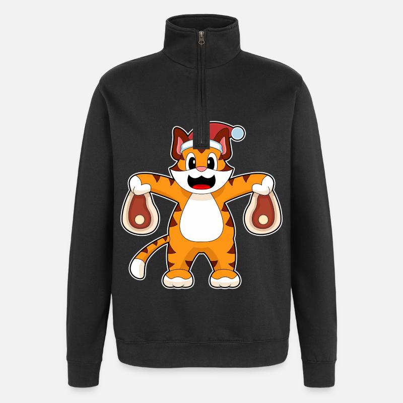 Viande de Noël tigrée - Sweat à zip 1/4 - noir