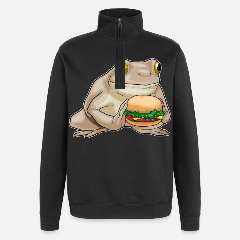 Frog Cheeseburger - Quarter-Zip Sweatshirt - black
