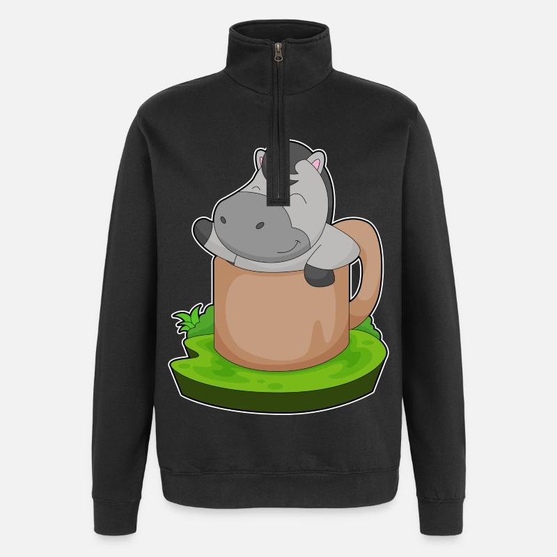 Tasse à cheval - Sweat à zip 1/4 - noir