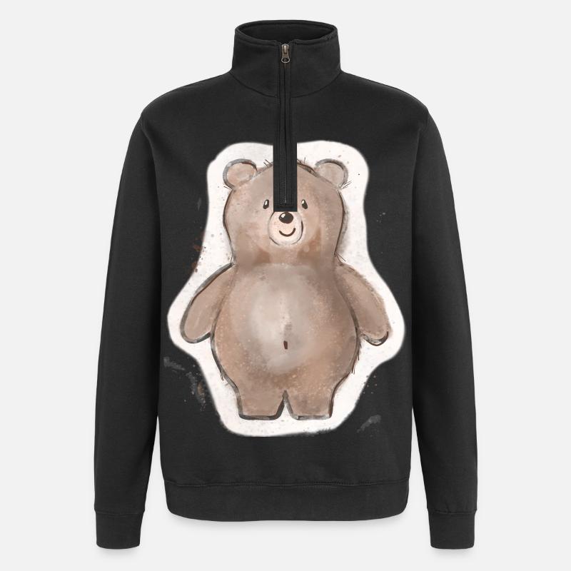 Gros ours - Sweat à zip 1/4 - noir