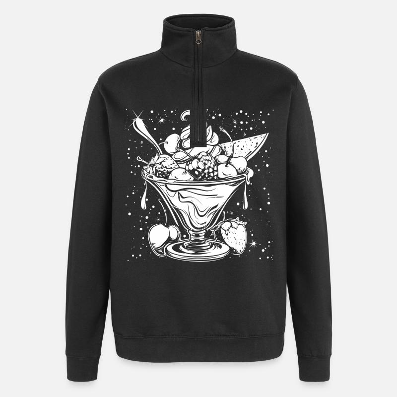 Dessin de coupe glacée - Sweat à zip 1/4 - noir